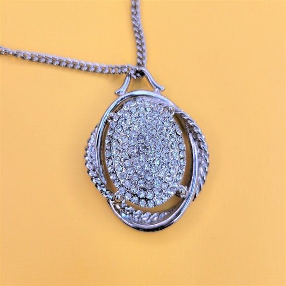 Silver Oval Pendant Necklace - Picture 6 of 11